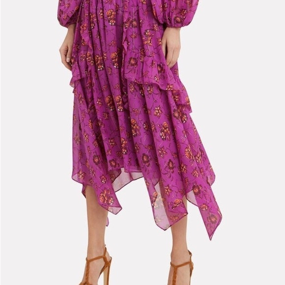 ULLA JOHNSON Torri Magenta Silk Skirt Size 0 - Picture 3 of 9